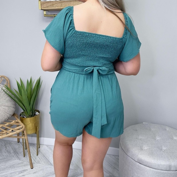 Teal Short Sleeve 2-way Romper - Picture 3 of 8